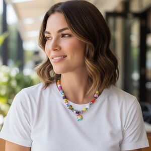 Y2K inspired Women’s handmade charm necklace multicolored